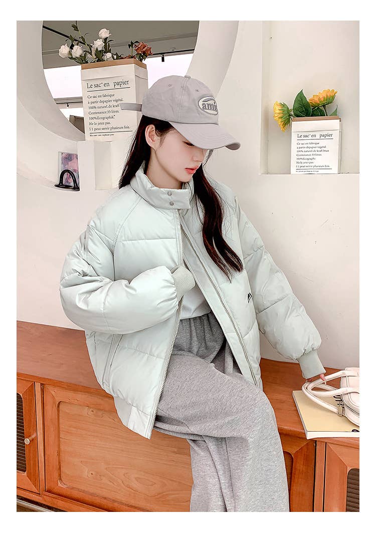 Short, loose and thick warm jacket, bread coat