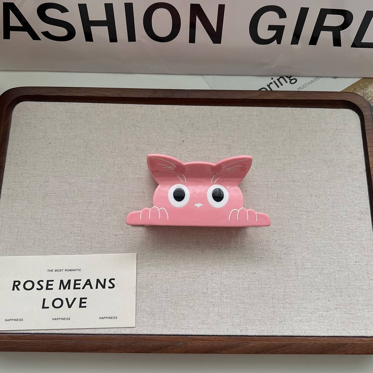 Cute Cat Hair Claw, Solid Acetate Clip for Girls