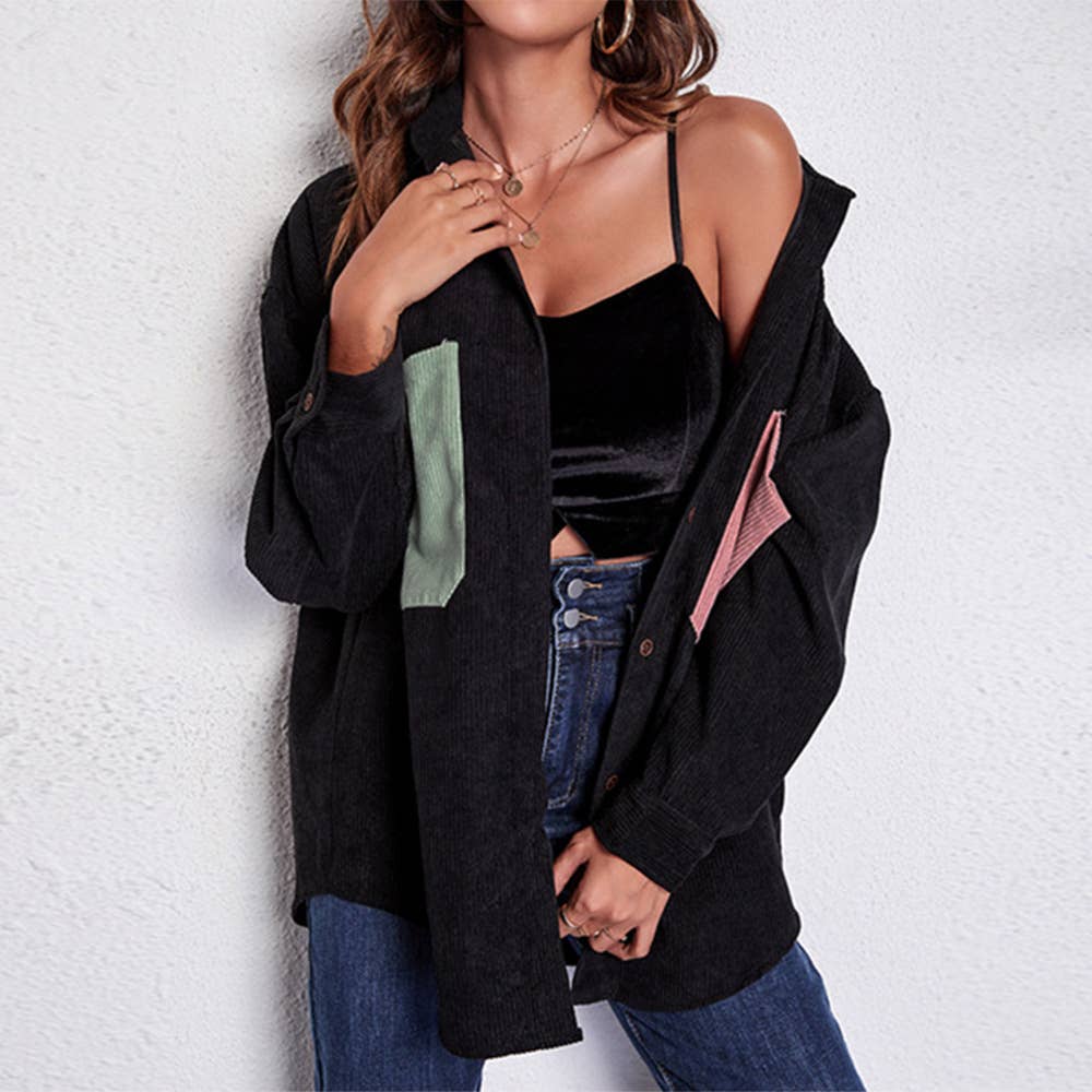 Lapel long sleeve color pocket trench coat