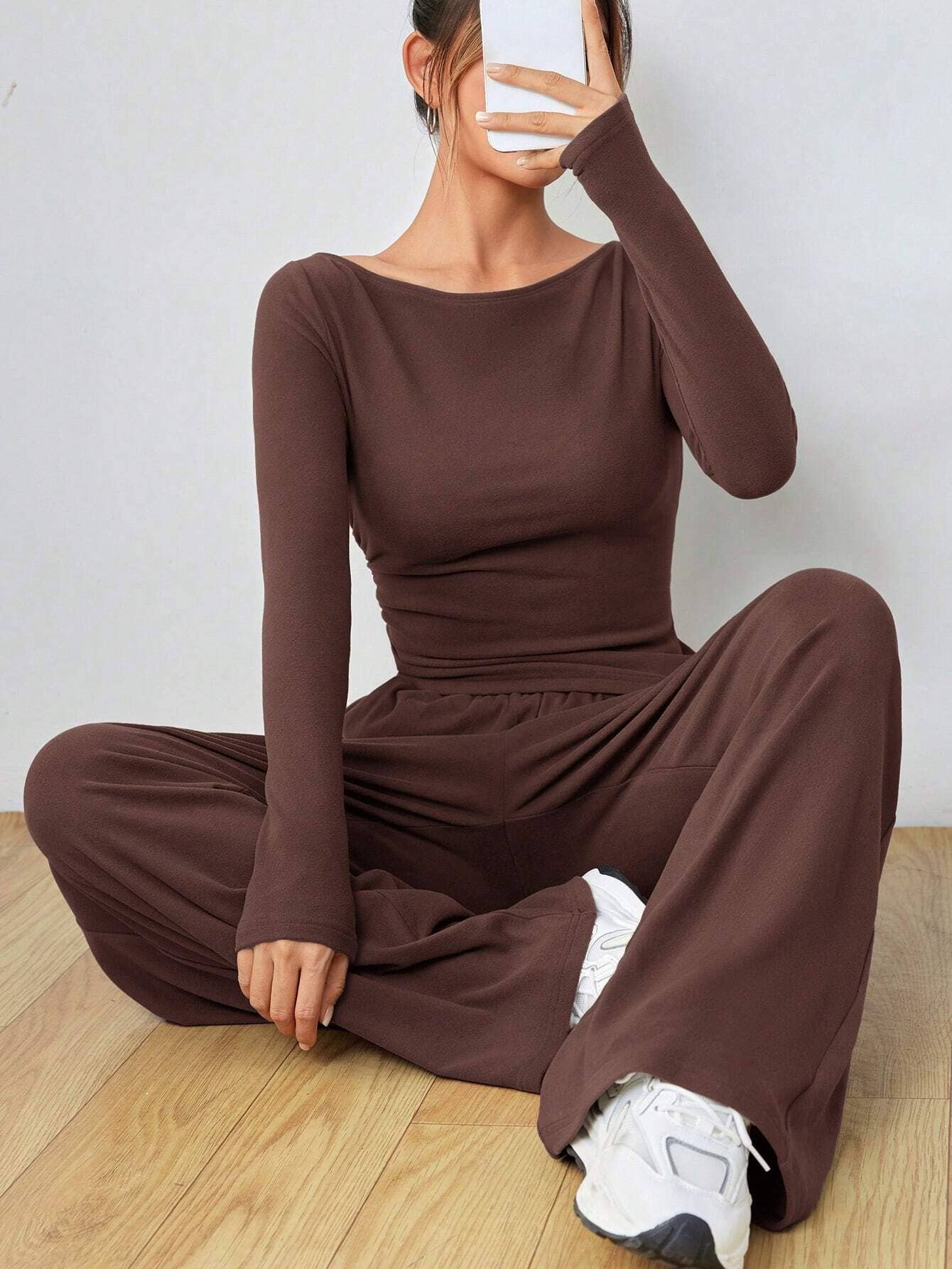 LONG-SLEEVED CASUAL WIDE-LEG PANTS TWO-PIECE SET