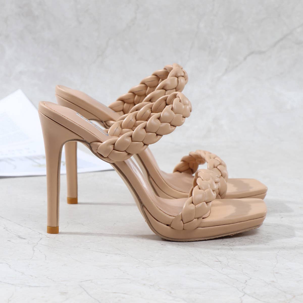 WOMEN SIMPLE WATERPROOF STILETTO HIGH HEELS