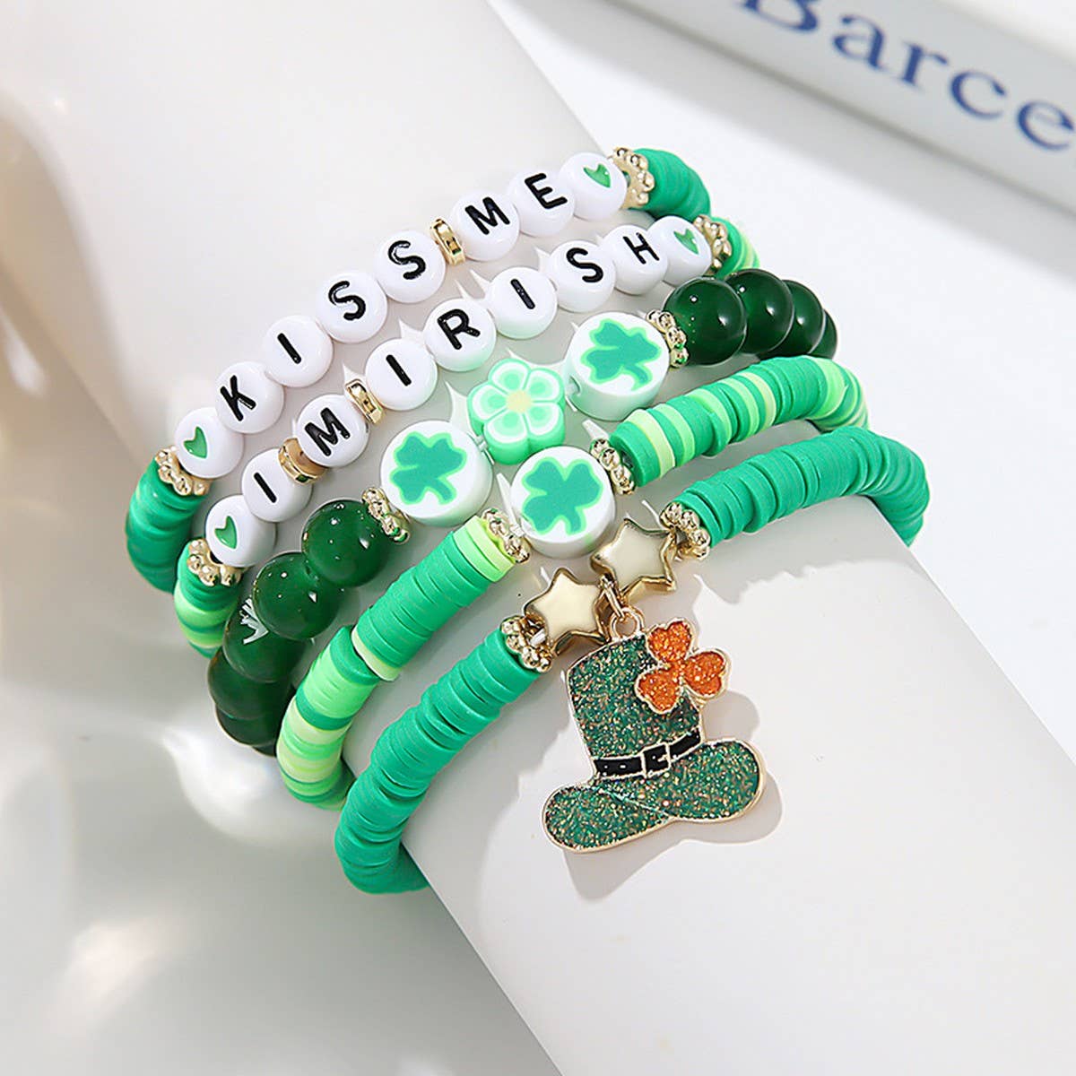 ST. PATRICK'S DAY LUCKY CLOVER CHARM BRACELET SET_CWMM3507