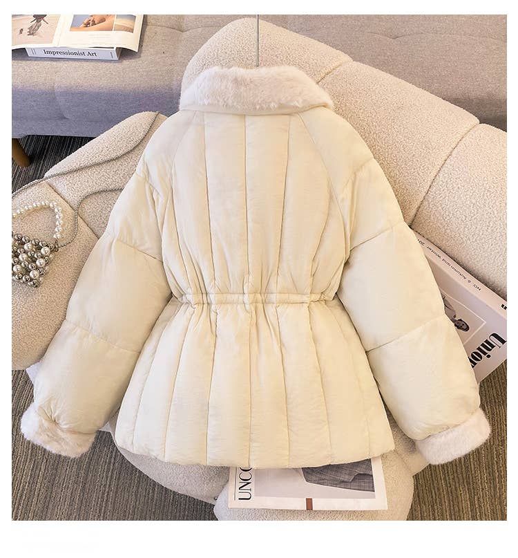 Turn-over collar loose cotton-padded jacket