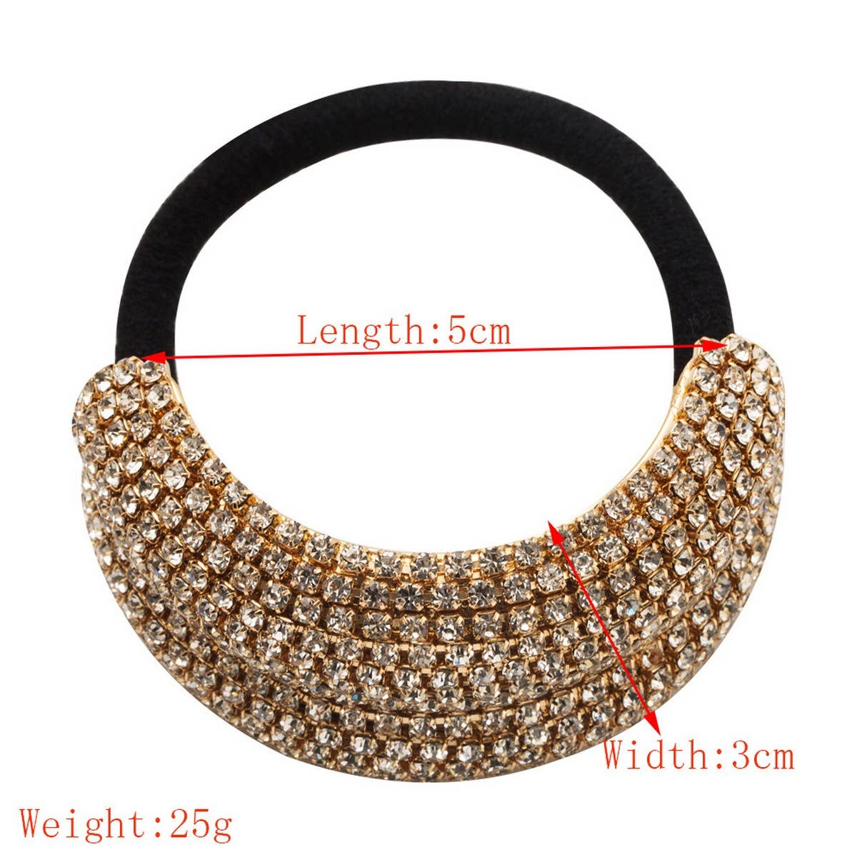 Metallic Rhinestone Elastic Hair Tie for Women