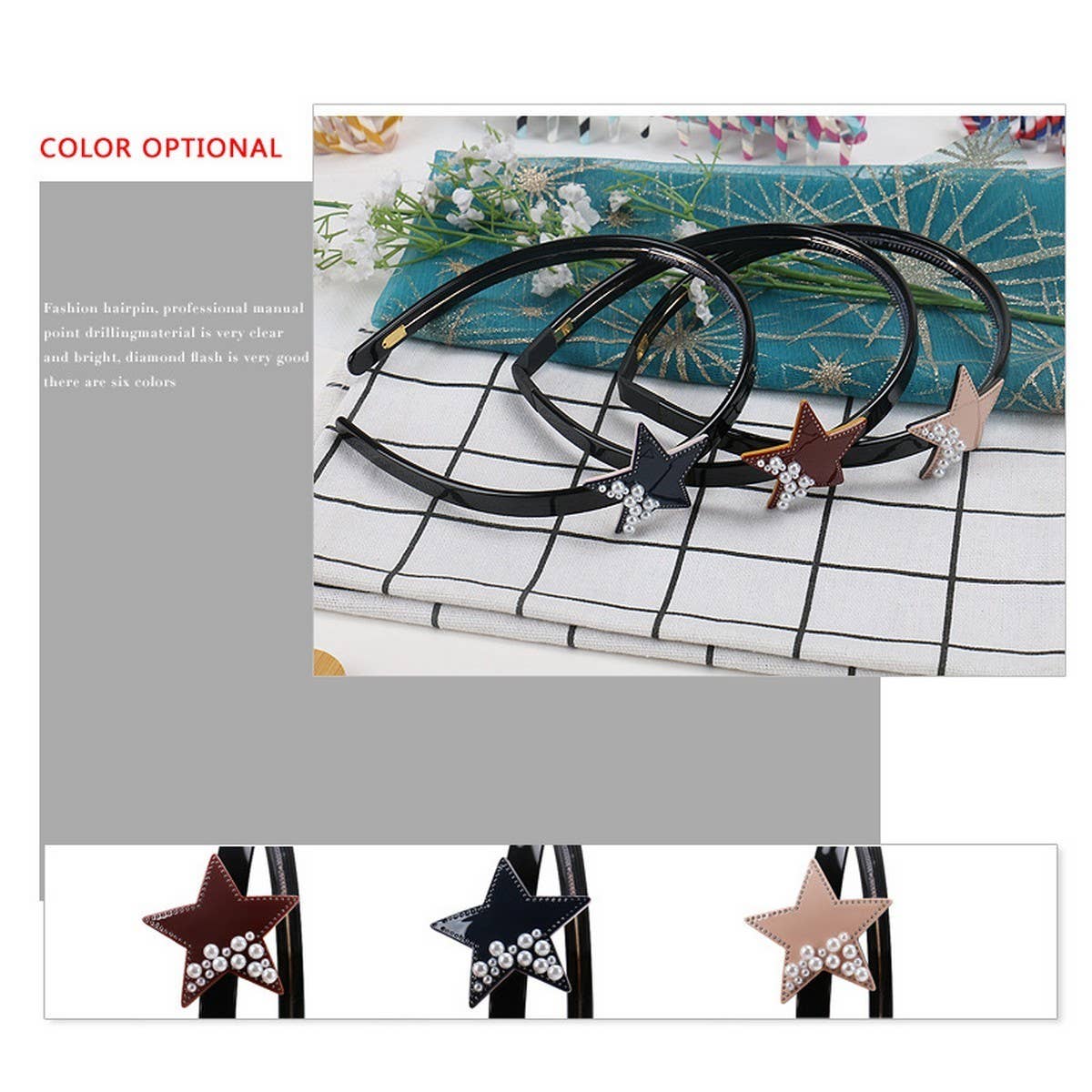 FIVE-POINTED STAR HEADBAND PEARL DIAMOND HEADBAND