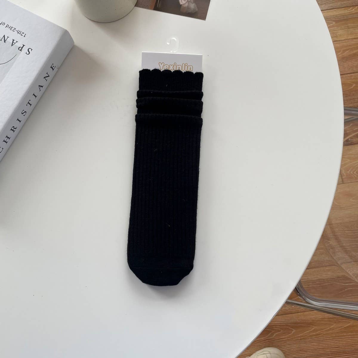 WOMEN'S SOLID COLOR CASHMERE LACE MID-CALF SOCKS