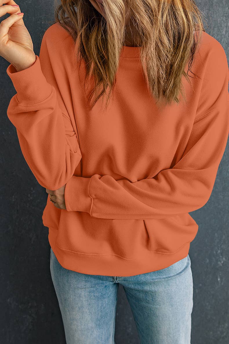 SOLID COLOR LOOSE ROUND NECK PULLOVER HOODIE