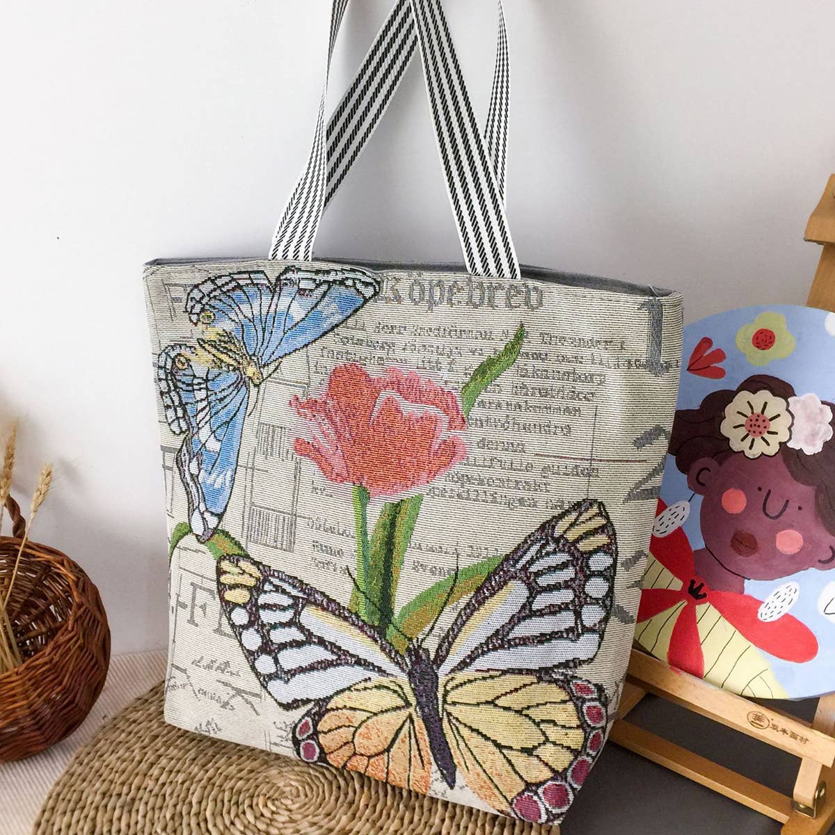 LARGE CAPACITY ETHNIC STYL CANVAS SHOULDER TOTE BAG_CWAB1670