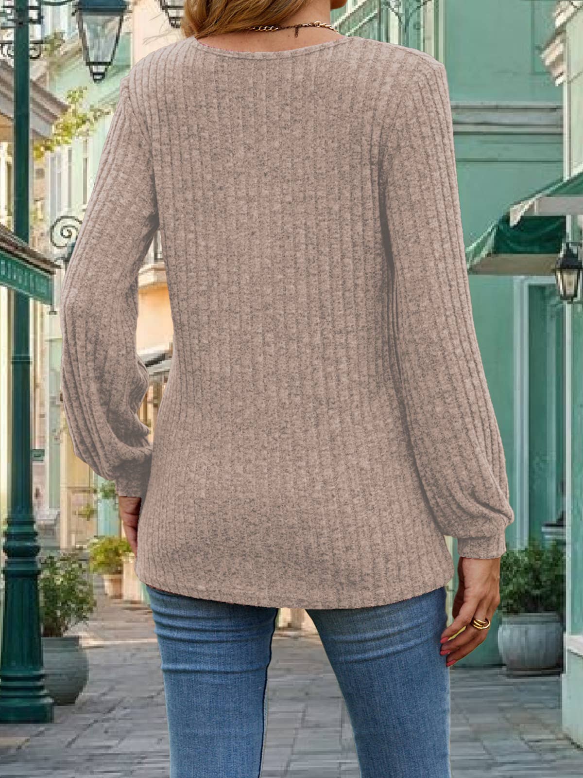 Knitted long-sleeved fashionable casual top