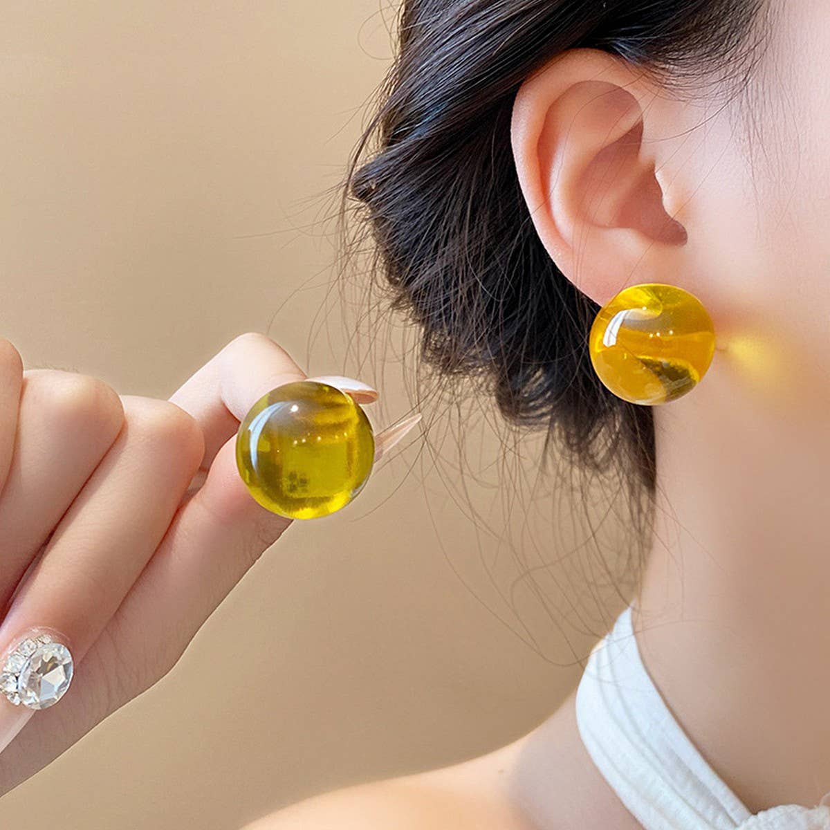 SWEET DOPAMINE COLORFUL JELLY ROUND EARRINGS