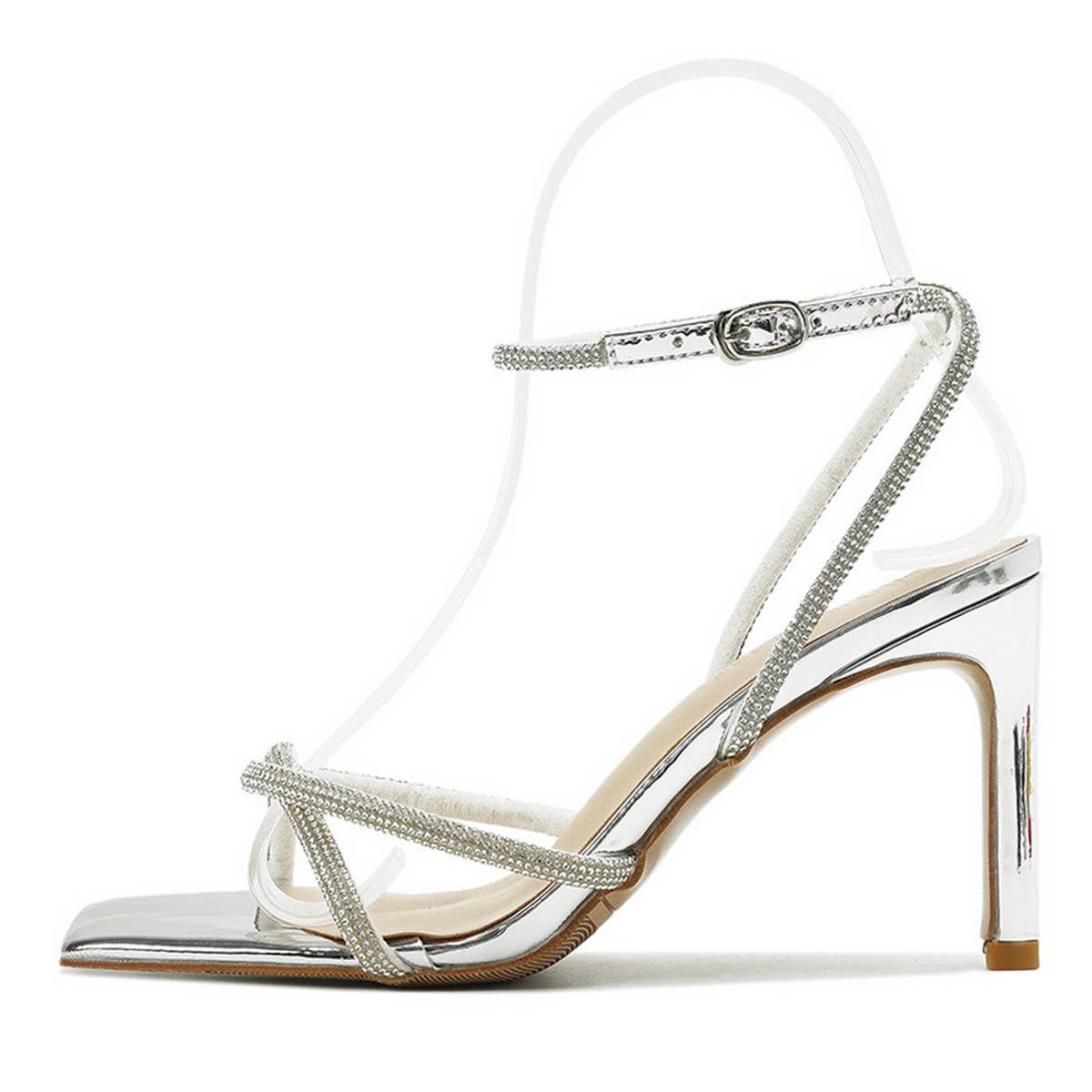 CRYSTAL TRANSPARENT HIGH HEELS SANDALS