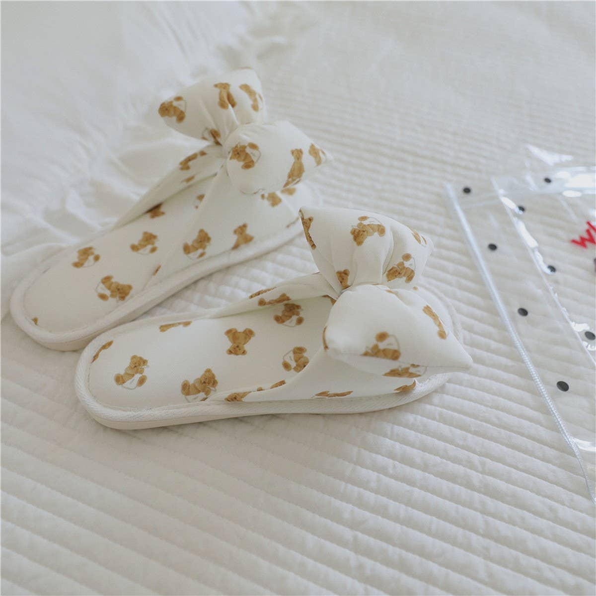 NEW BEAR BOWKNOT HOME SLIPPERS FOR WOMEN