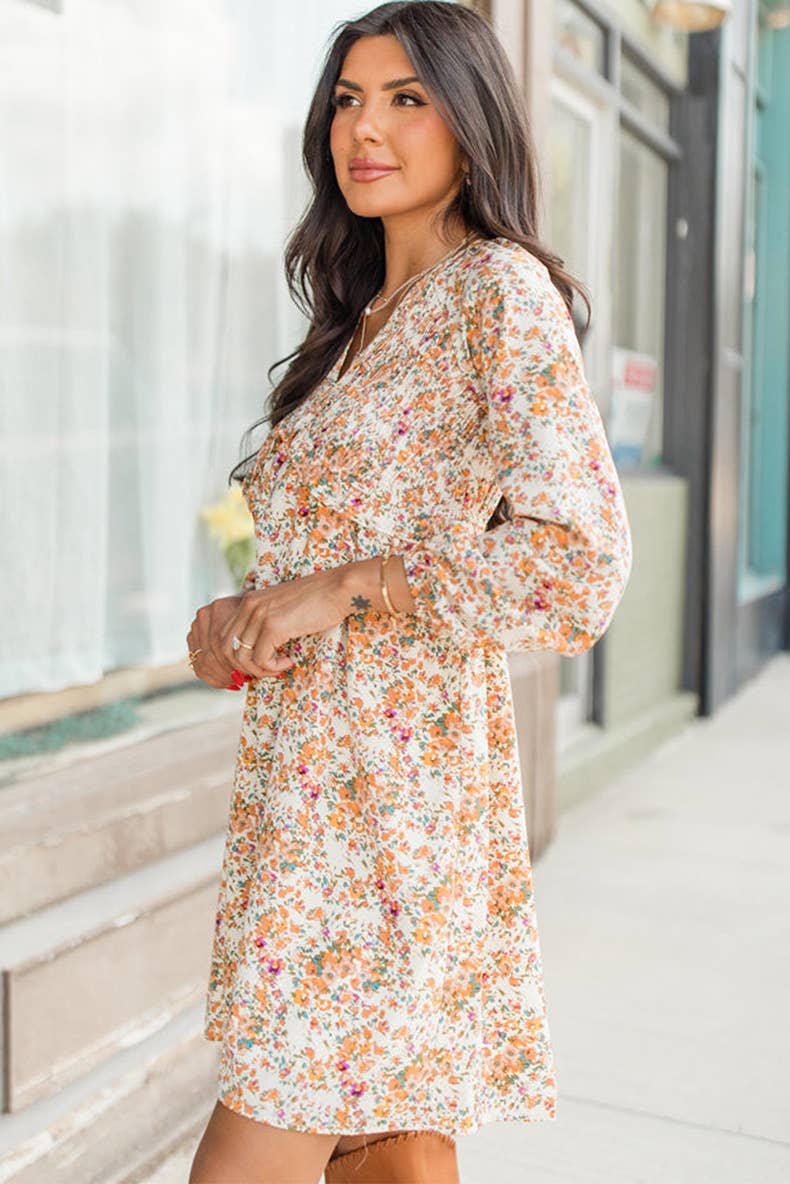 HOLIDAY LOOSE HIGH-WAISTED FLORAL PRINT DRESS