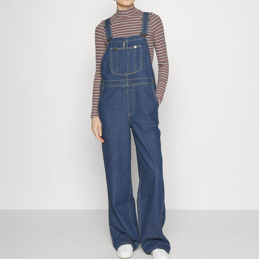 FASHION LOOSE SOLID COLOR DENIM OVERALLS WOMEN