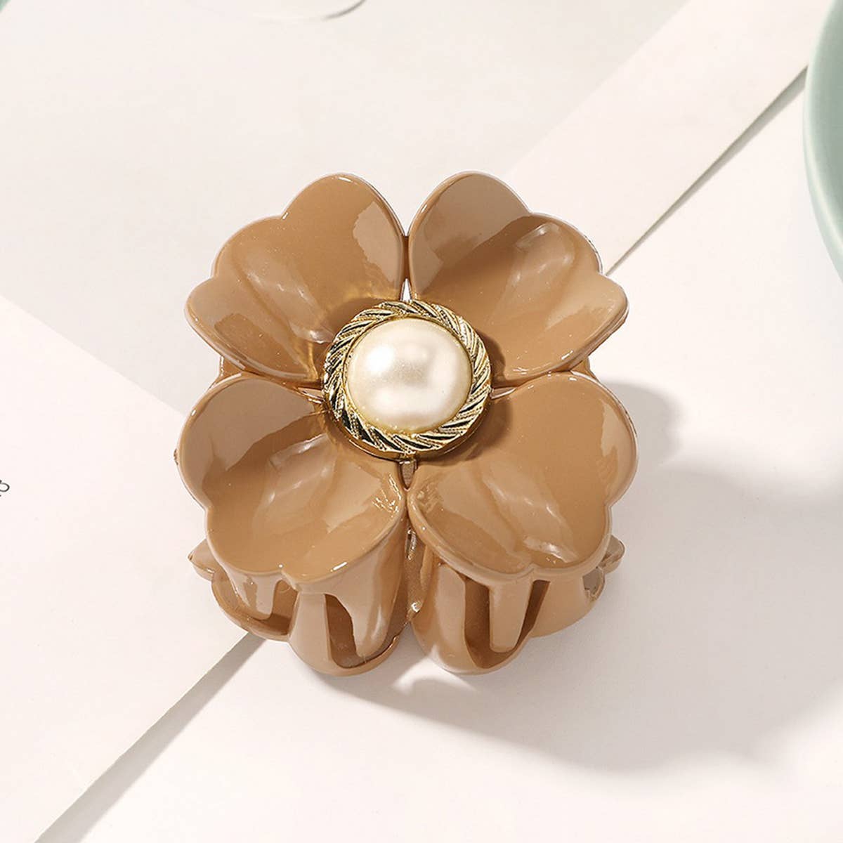 Large Pearl Flower Hair Claw - Elegant Updo Clip_CWAHA0408