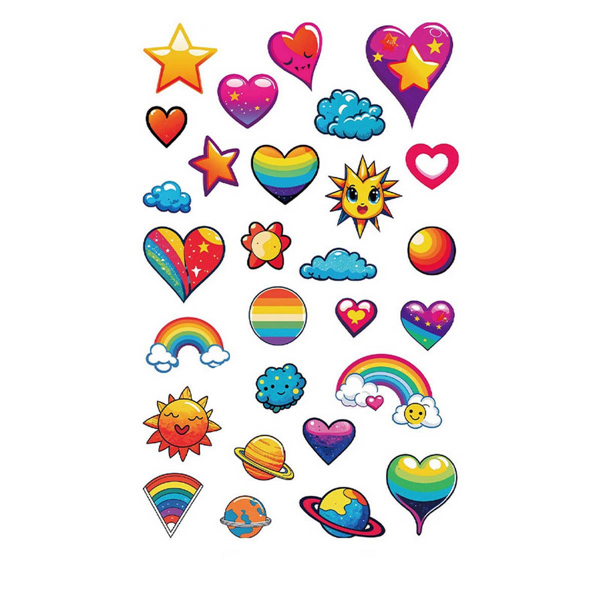 Whimsical Face Stickers ? Fruit & Galaxy Tattoos