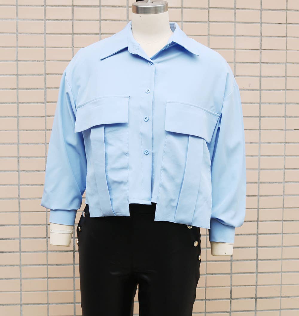 Solid-color bat-sleeved loose short shirt