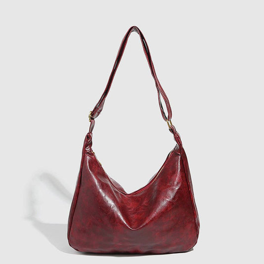 Large Red Soft Tote Bucket Bag for Women_CWAB5707