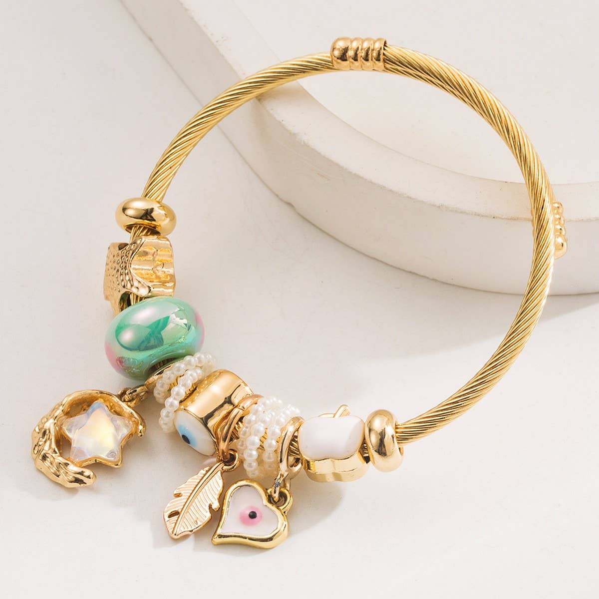 DIY Stylish Stainless Steel Star & Moon Bracelet