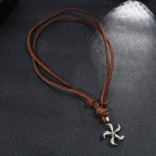 MEN'S VINTAGE BEACH STYLE COWHIDE NECKLACE