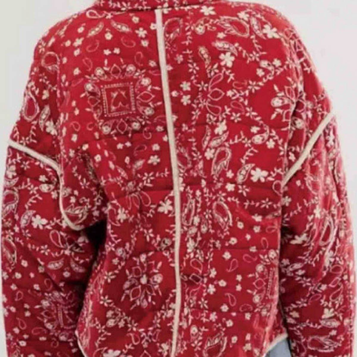 COLOUR-BLOCK FLORAL PRINT QUILTED JACKETS