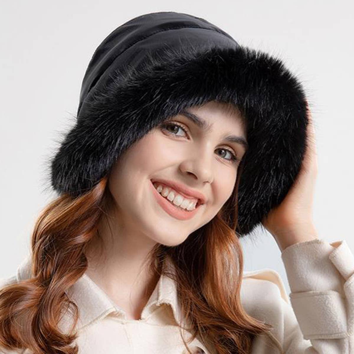 WOMEN WINTER FASHION PLUSH BUCKET HAT_CWAH0562