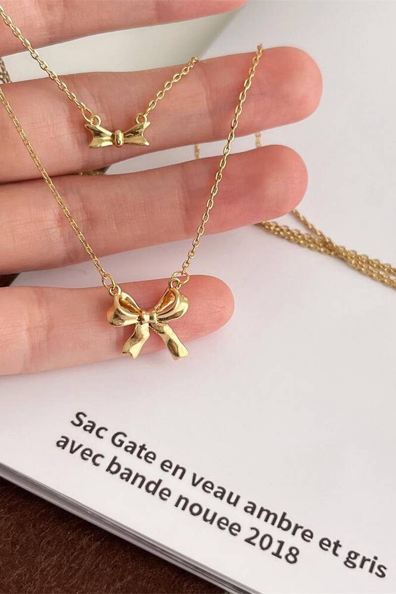 CWAJE1178_MINI BOW RIBBON NECKLACE
