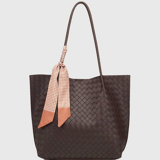 Large Woven Texture Tote Bag ??Stylish & Elegant＿CWAB5117