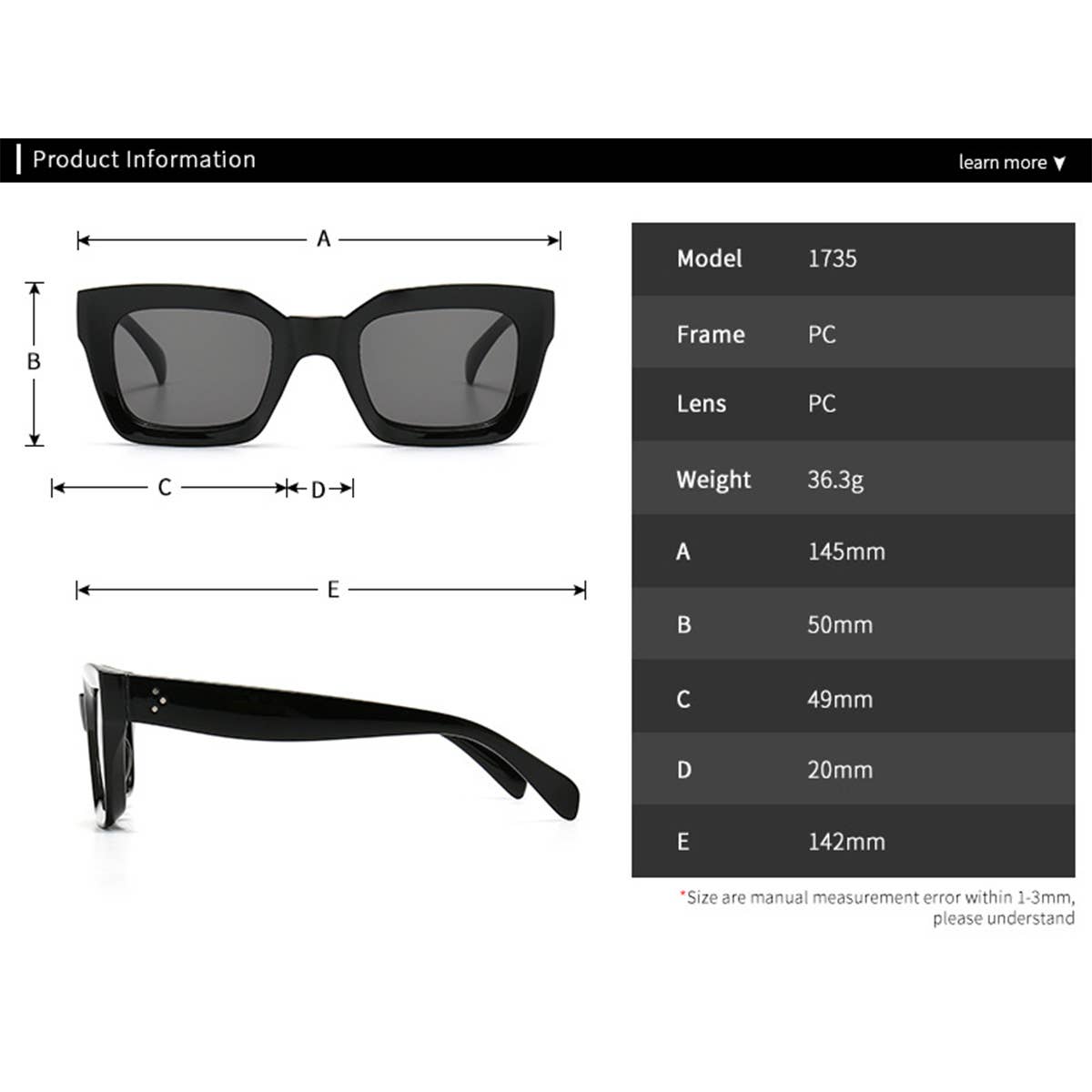 TRENDY STREET STYLE SQUARE SUNGLASSES