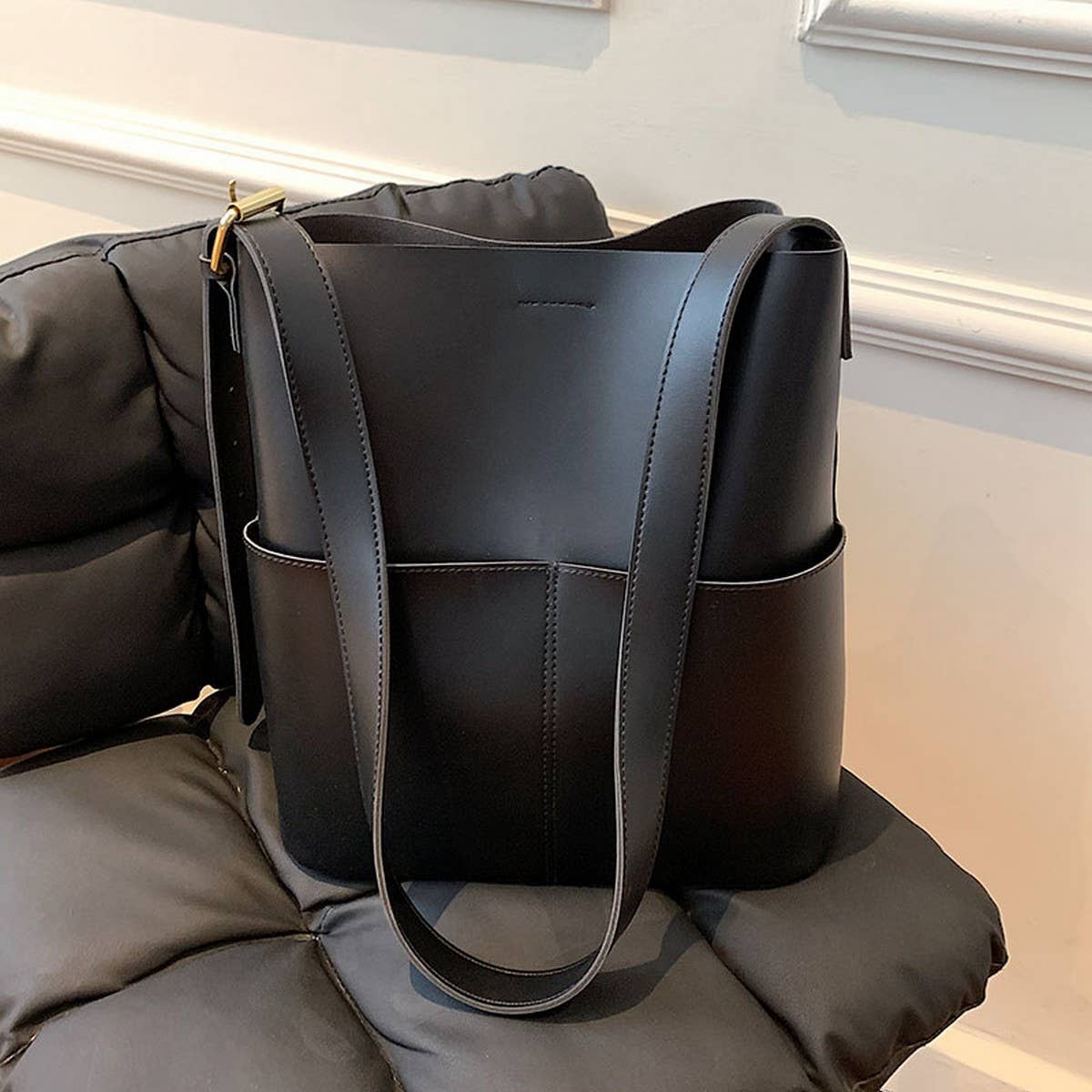 CWAB4829_SIMPLE LARGE CAPACITY BUCKET SHOULDER BAG