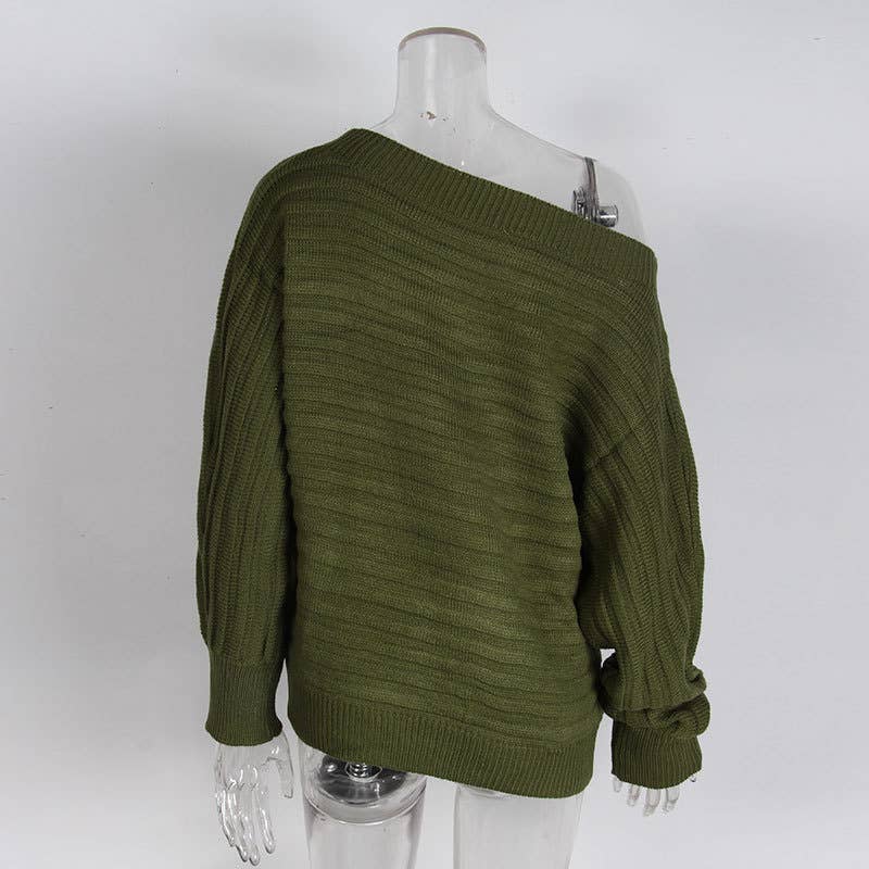 Three-dimensional stripe one-neck sweater