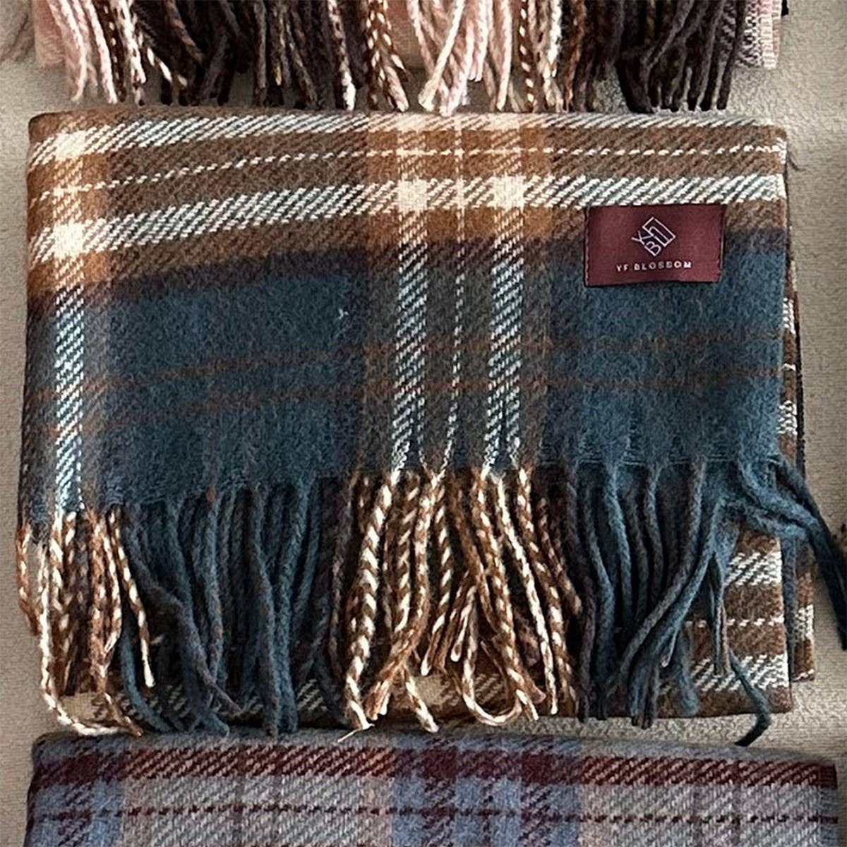 Plaid Wool Scarf for Women ??Cozy Winter Knit_CWASC2336