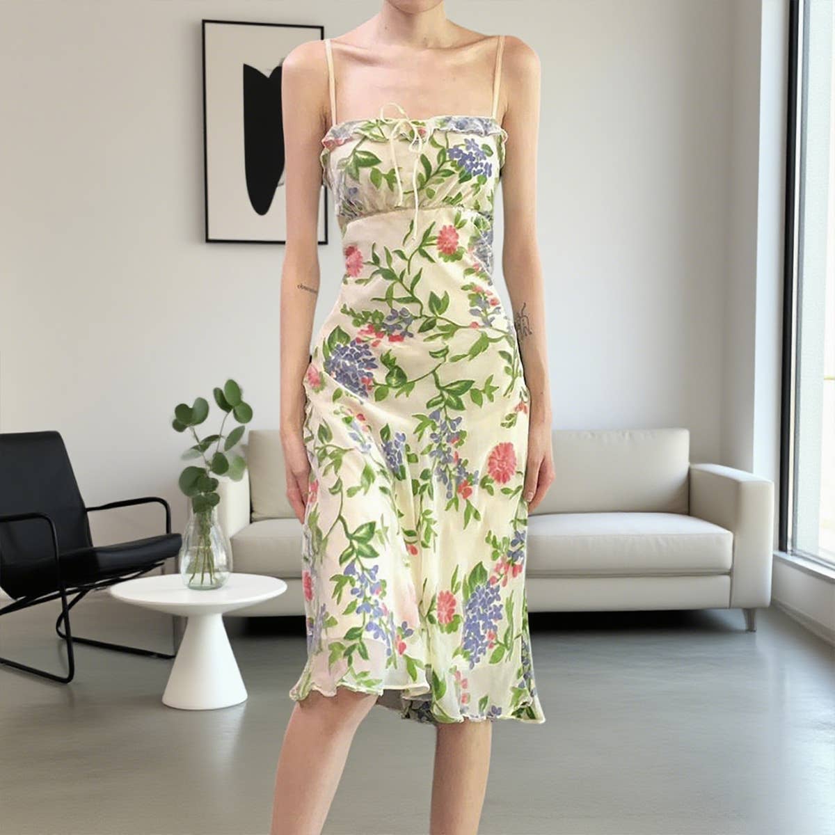 Fashion casual versatile floral pattern dress