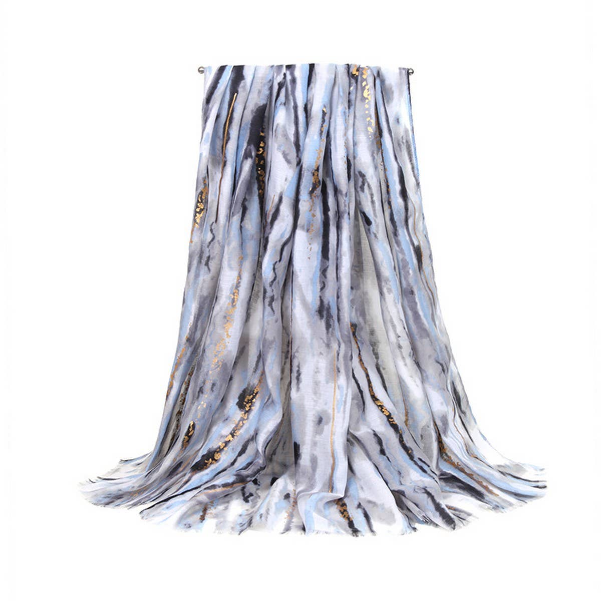 Color Line Print Scarf ? Gold Accent Beach Wrap