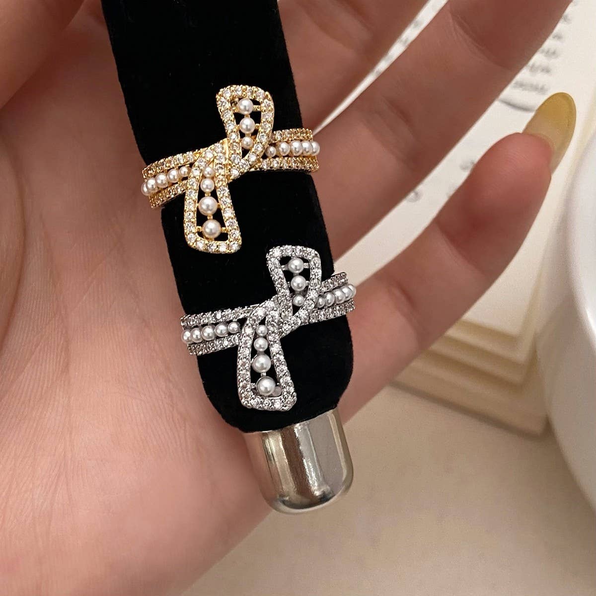 ALL-MATCH PEARL KNOTTED METAL OPEN RING FOR WOMEN_CWAJE3093