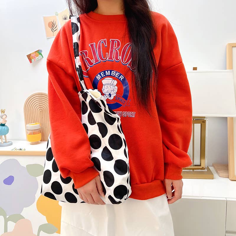 Large dot single-shoulder adjustable bag