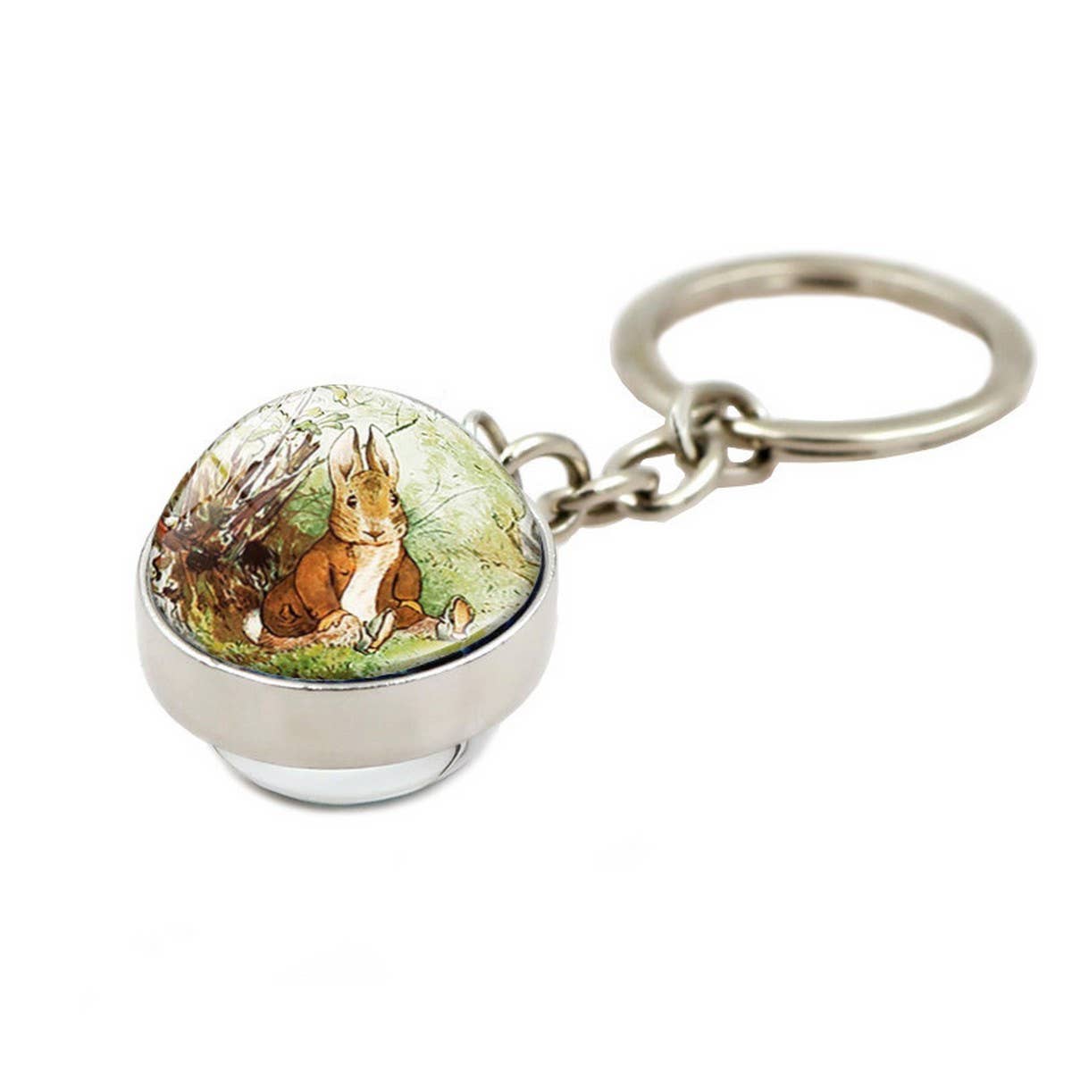 EASTER RABBIT CRYSTAL GLASS BALL PENDANT KEYCHAIN
