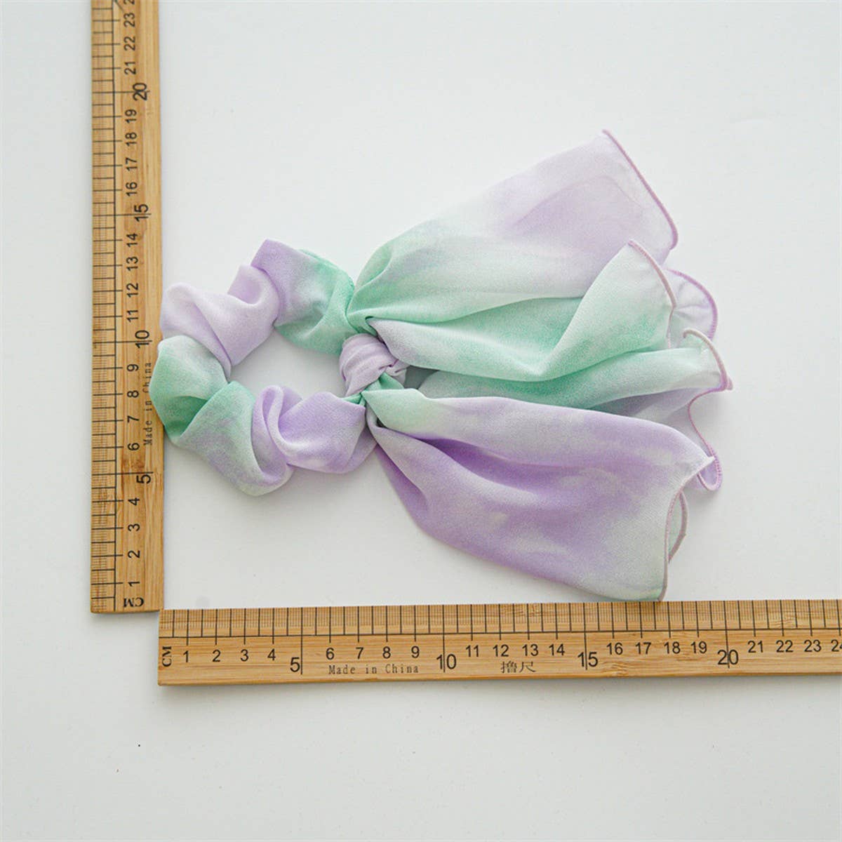 TIE-DYE KNOTTED DOUBLE-LAYERED BOW HAIR TIE_CWAHA1082