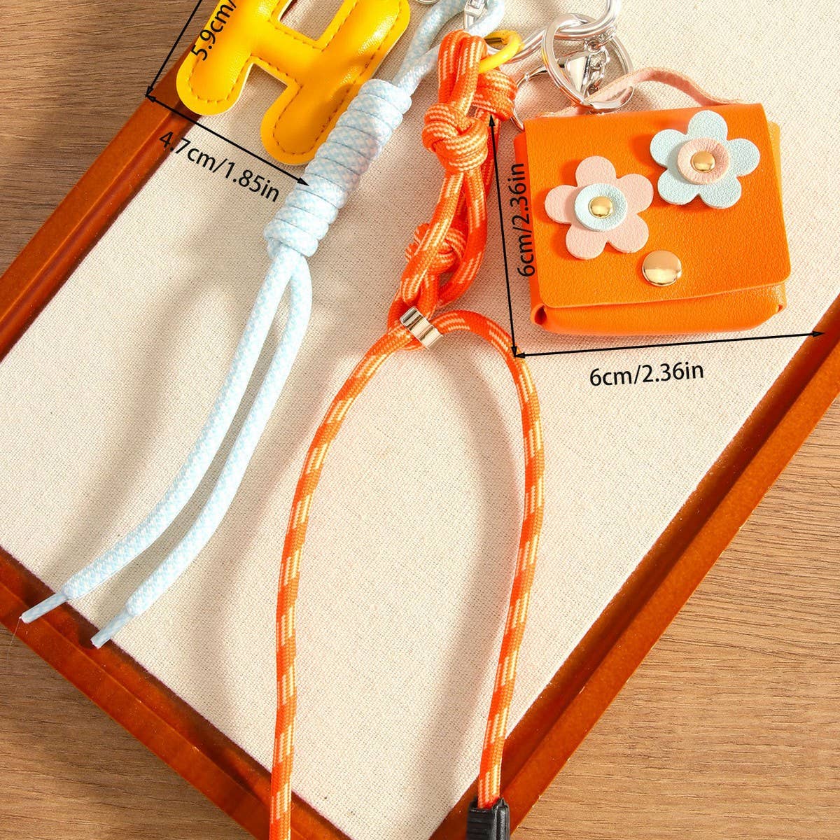 H Letter Floral Earbud Pouch Keychain