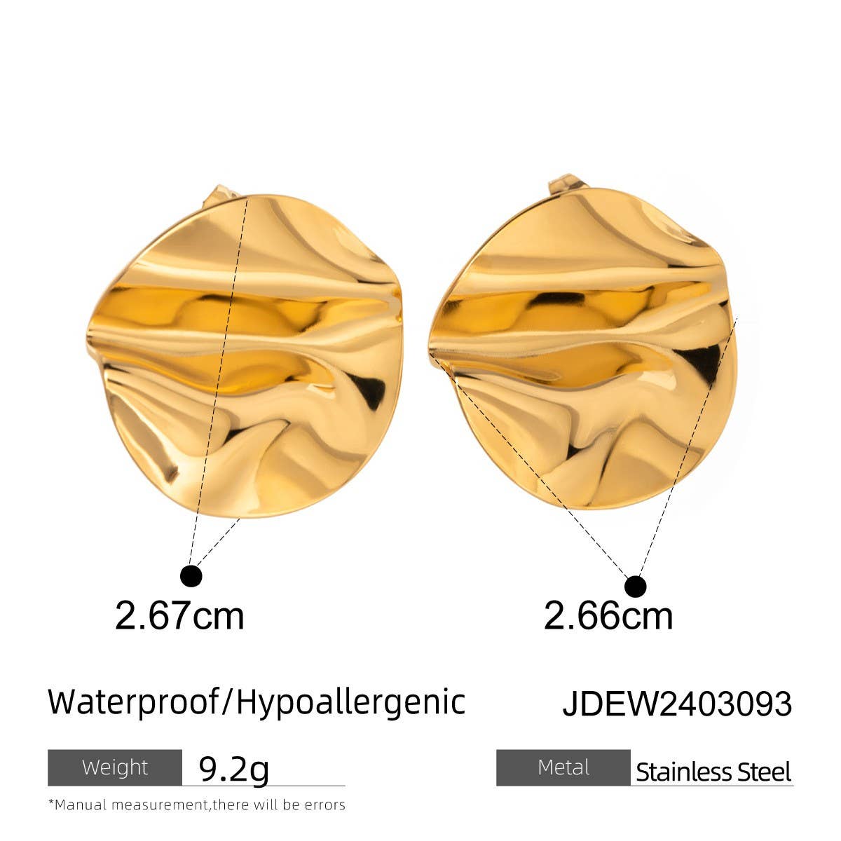 DELICATE GEOMETRIC PLEATED POLISHED EARRINGS