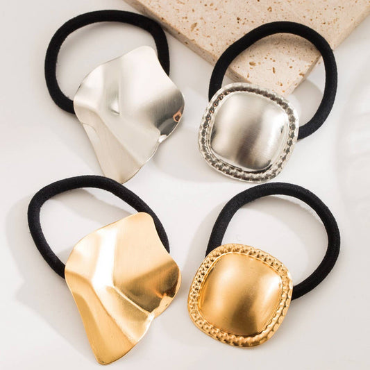 Minimalist Metallic Square Elastic Hair Tie