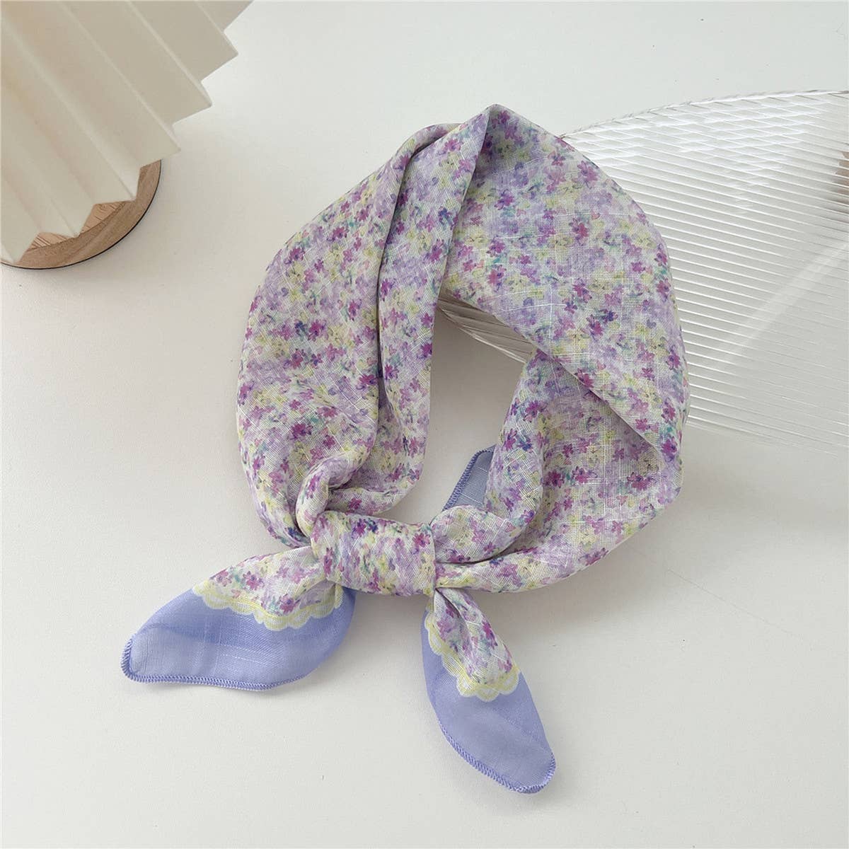 Cotton Linen Square Scarf - Breathable Neck Wrap