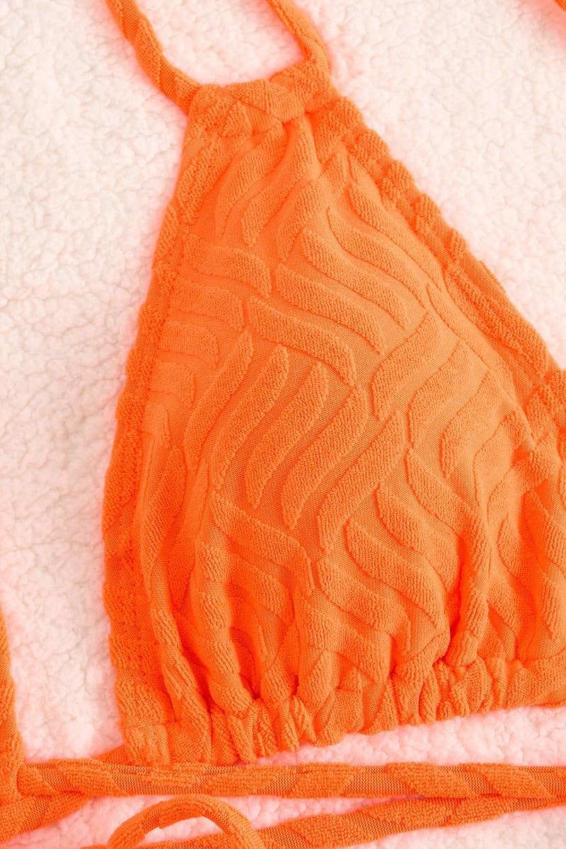 CWMW0873_SOLID COLOR BIKINI THREE PIECE SET