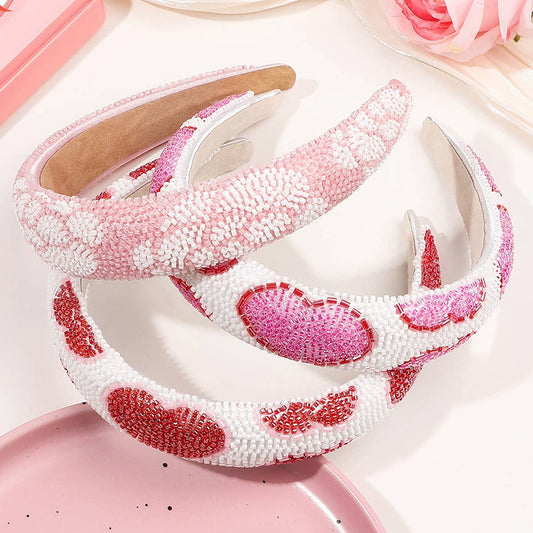 FULL DIAMOND RICE BEAD HEART HEADBAND