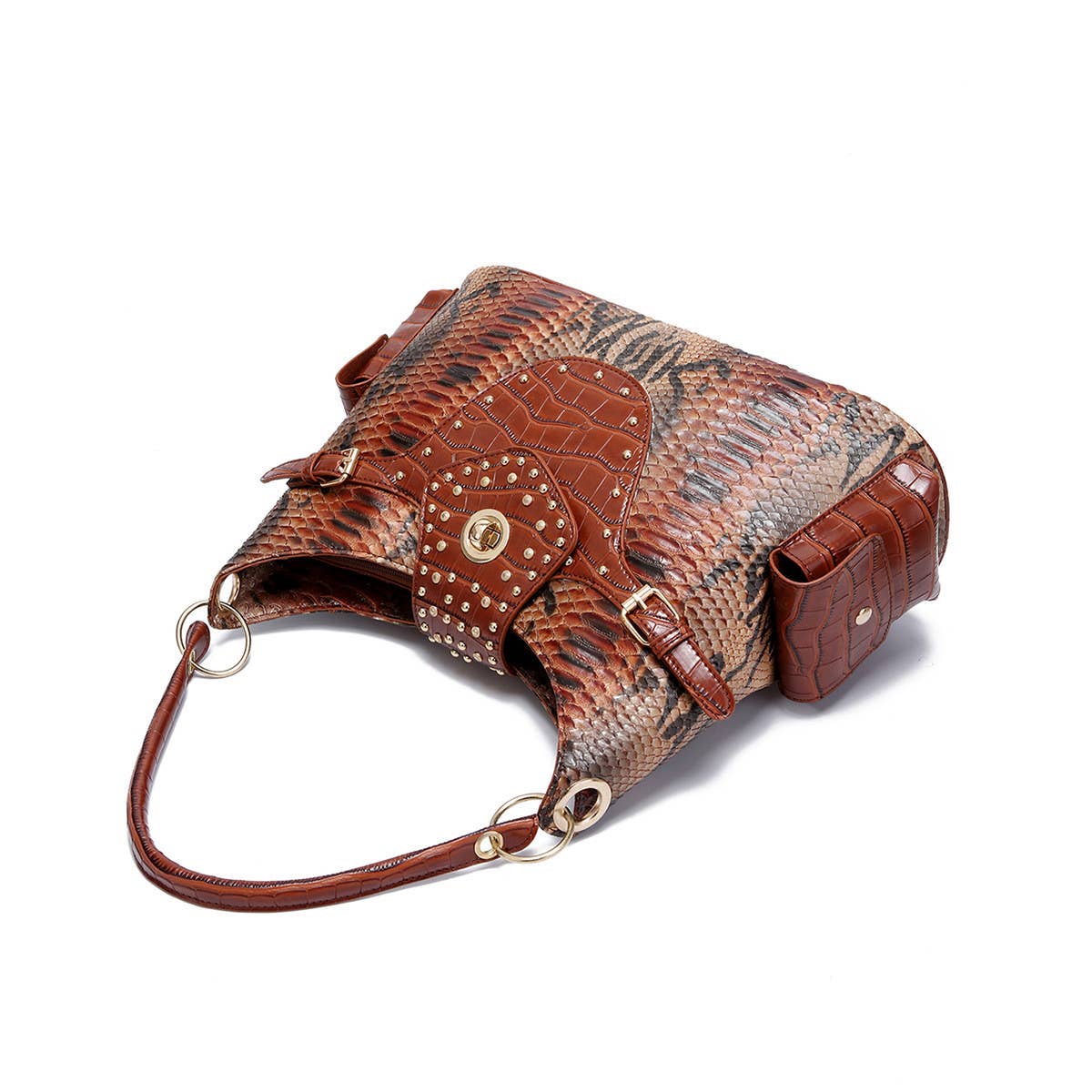 VINTAGE NEW TOTE SNAKE PRINT SHOULDER HANDBAG_CWAB2581