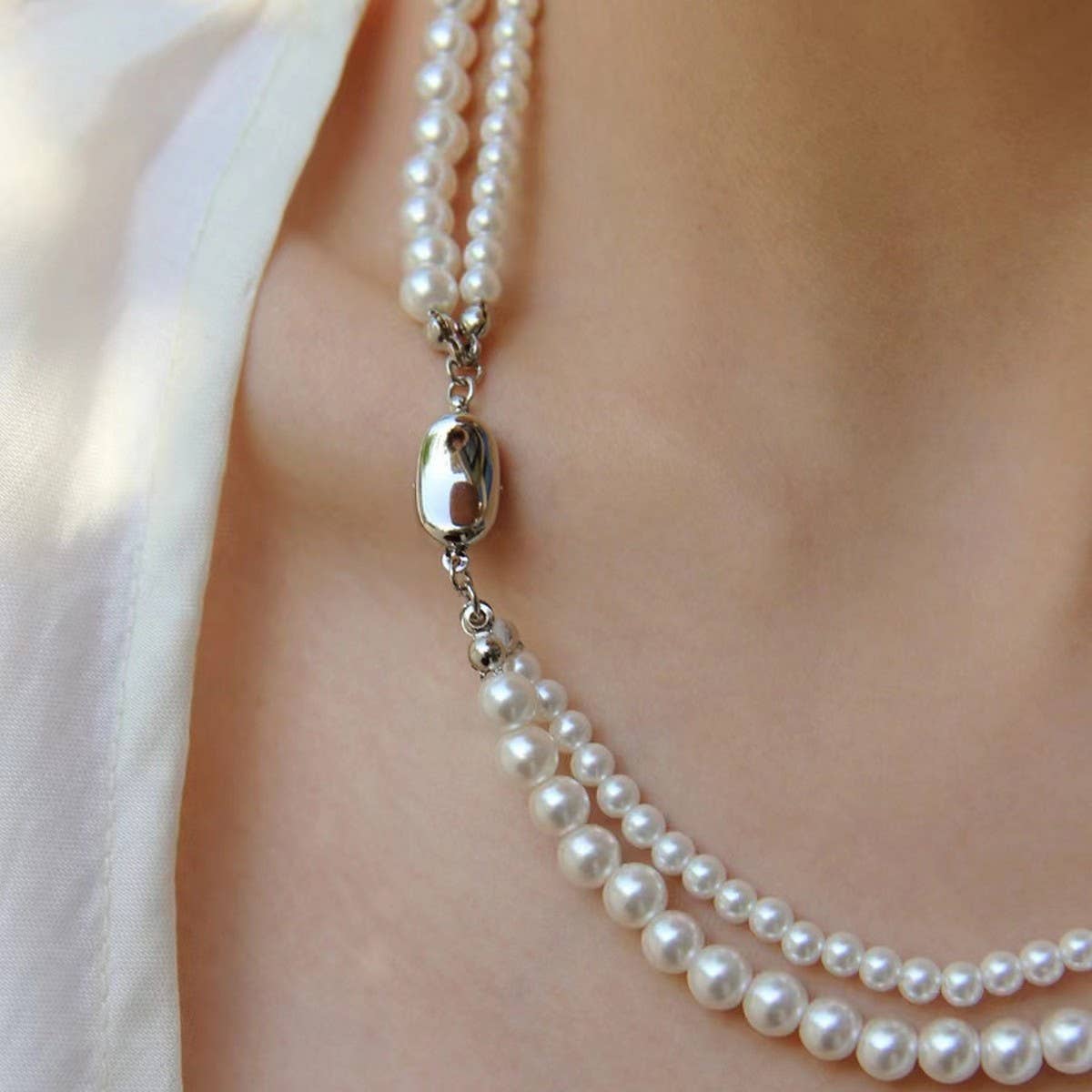 VINTAGE ELEGANT DOUBLE PEARL NECKLACE