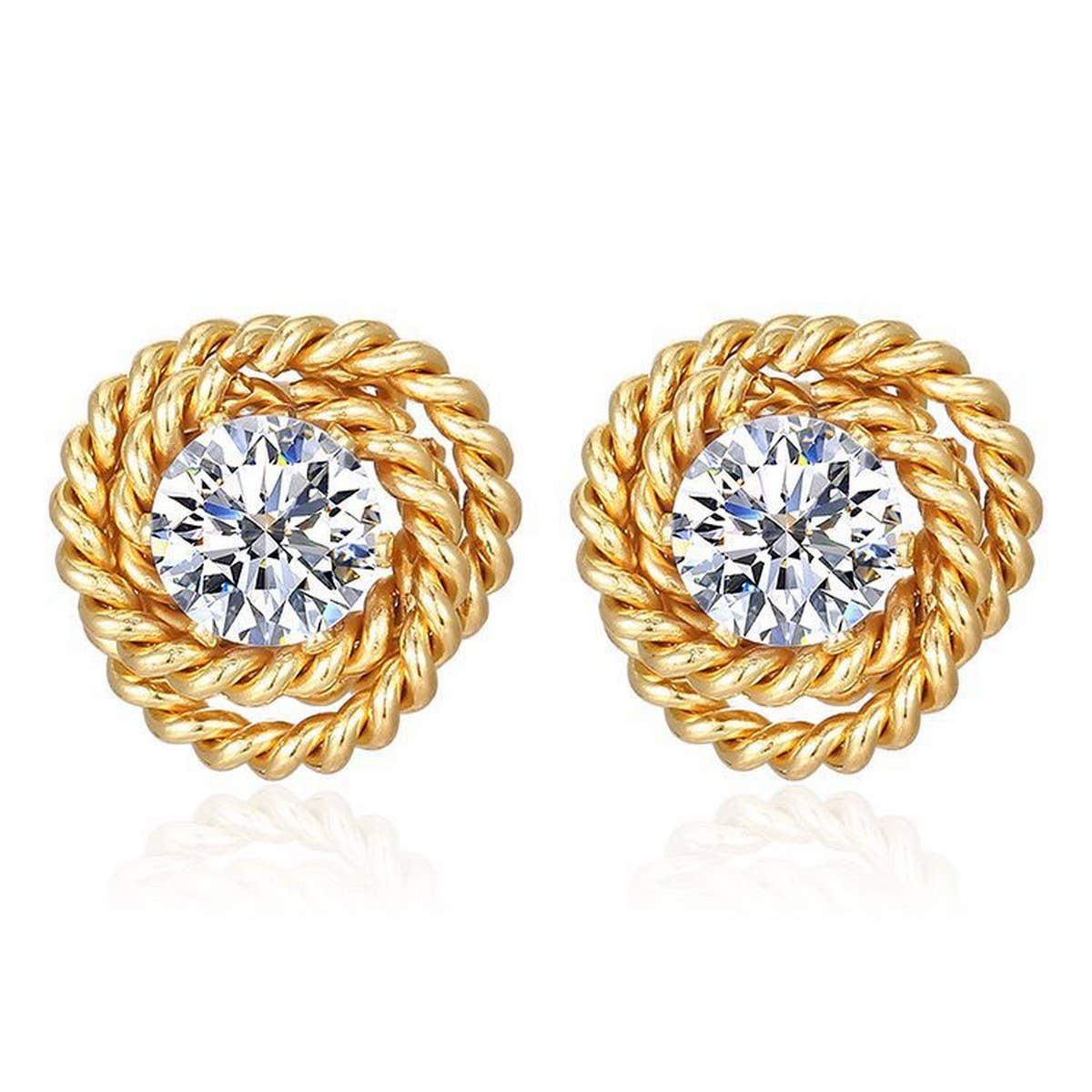 18K GOLD PLATED  ROSE STUD EARRINGS_CWAJE0566
