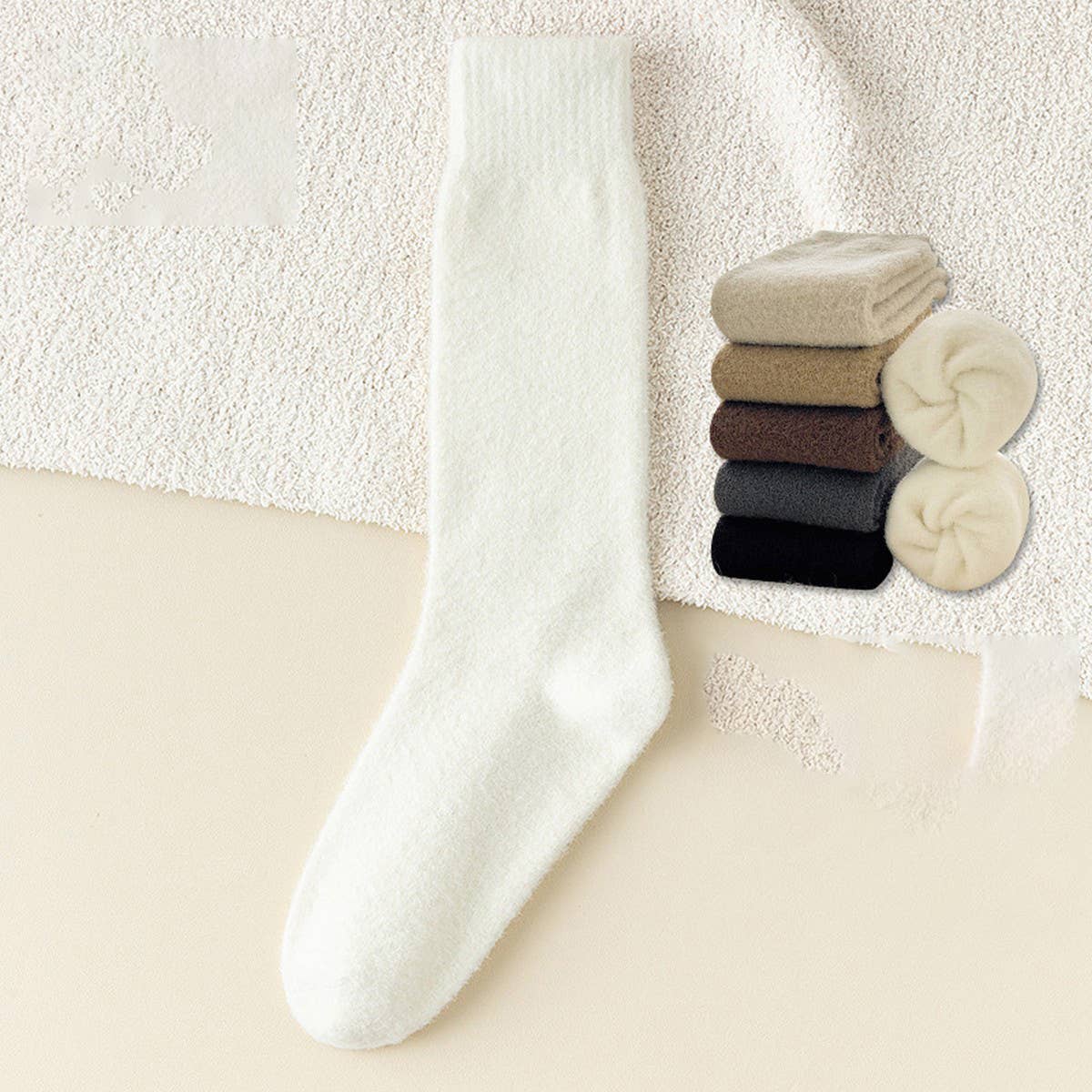CWMS02752_WINTER FLEECE LINED WARM LONG SOCKS WOMEN THICK
