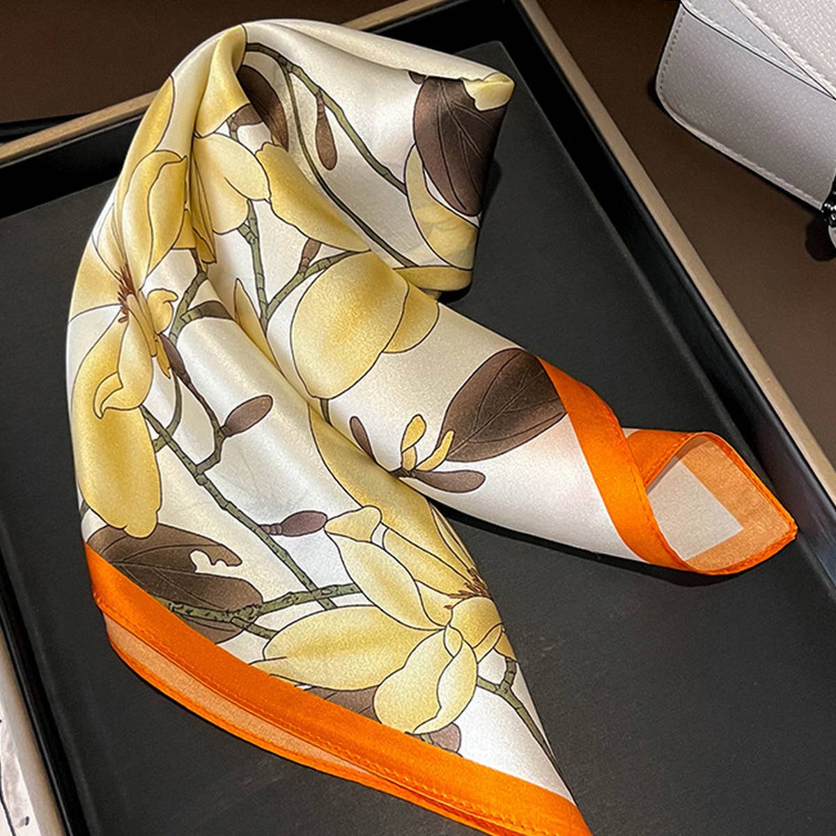 Floral Twill Scarf for Women ? Square & Versatile