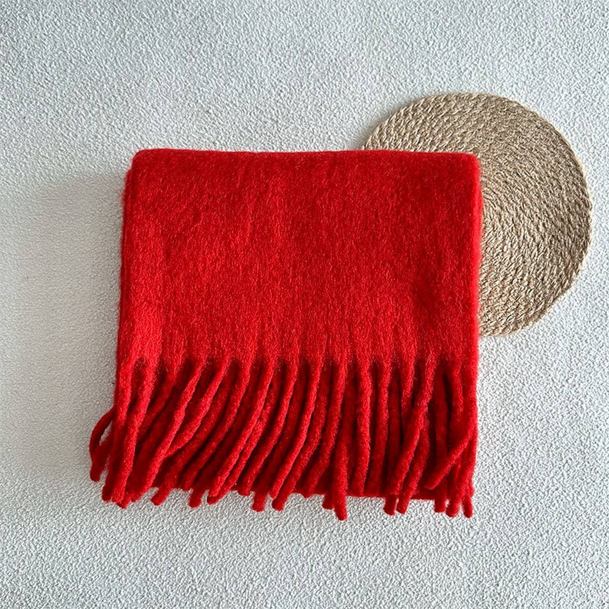 Red Wool Blend Scarf for Winter ??Soft & Warm_CWASC2282
